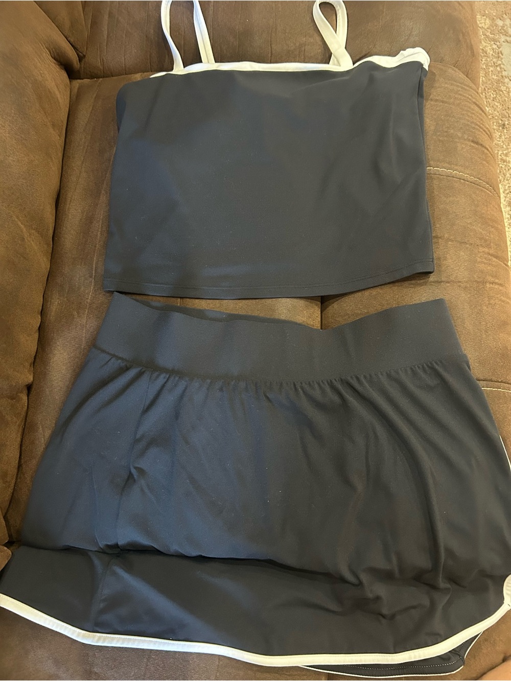 Women’s Black Tennis Skort with White Trim